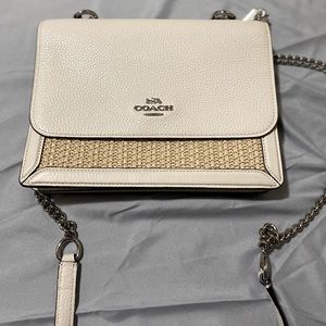 Used once like new Coach Klare crossbody white straw